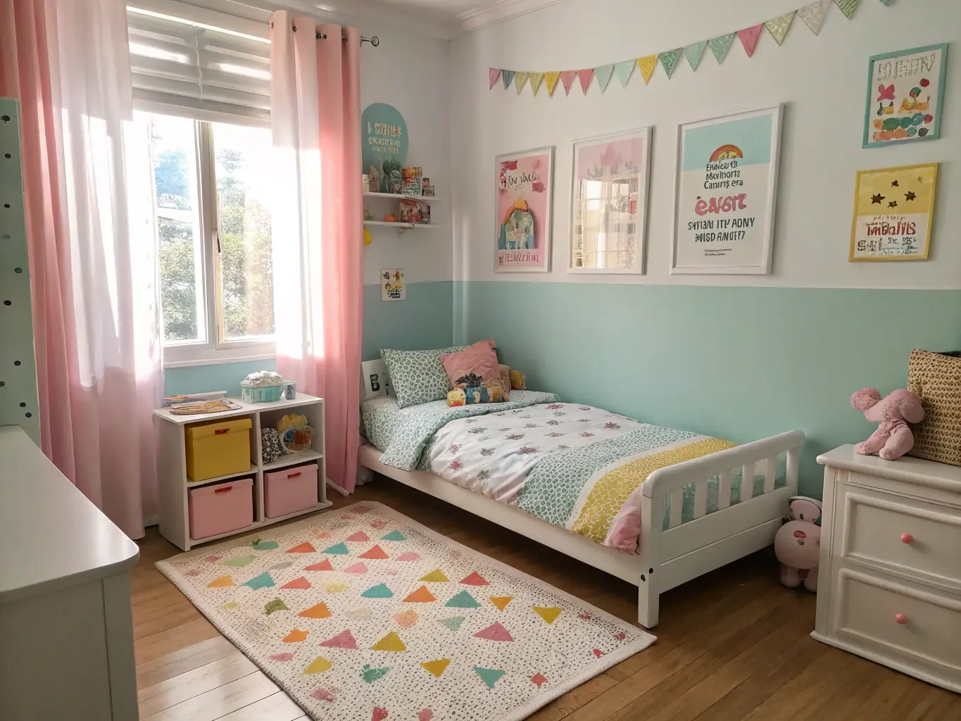 A cozy and imaginative kids' bedroom featuring a themed bed, creative lighting, and personalized decor, designed by a Maryland-based designer.